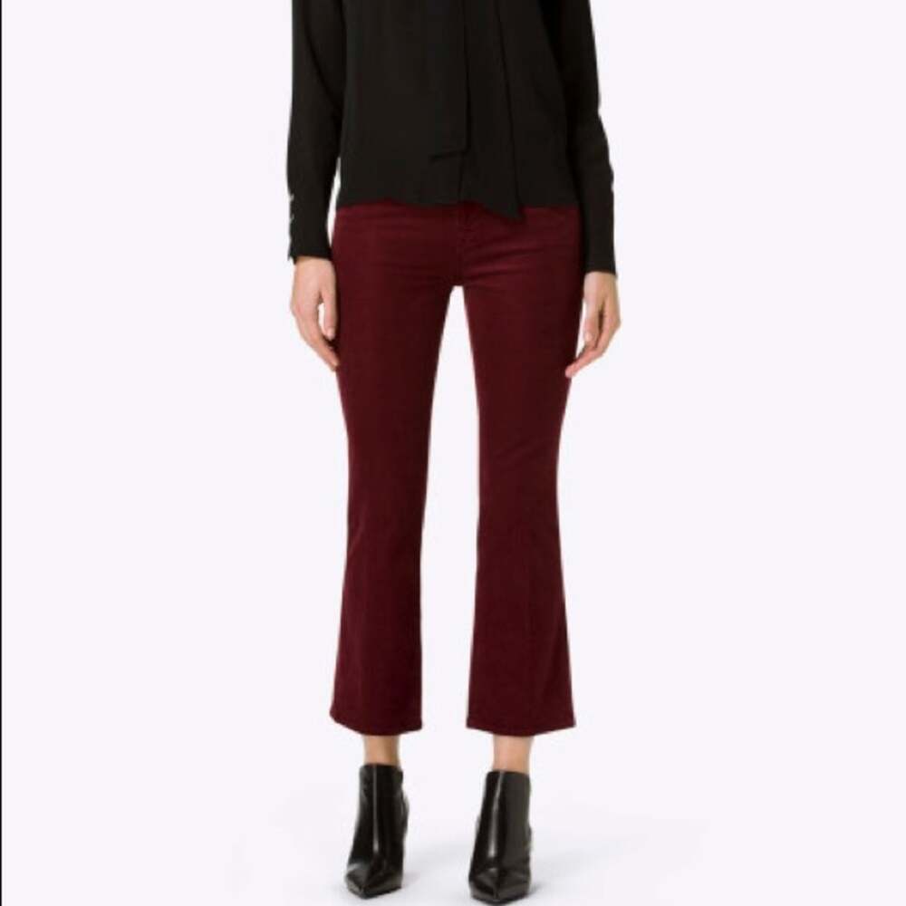 J Brand Oxblood Corduroy Selena Bootcut Cropped Pants Size 27
